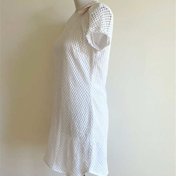 NWT Banana Republic White lined mesh bodycon mini shift dress 6P  6 - Picture 3 of 4